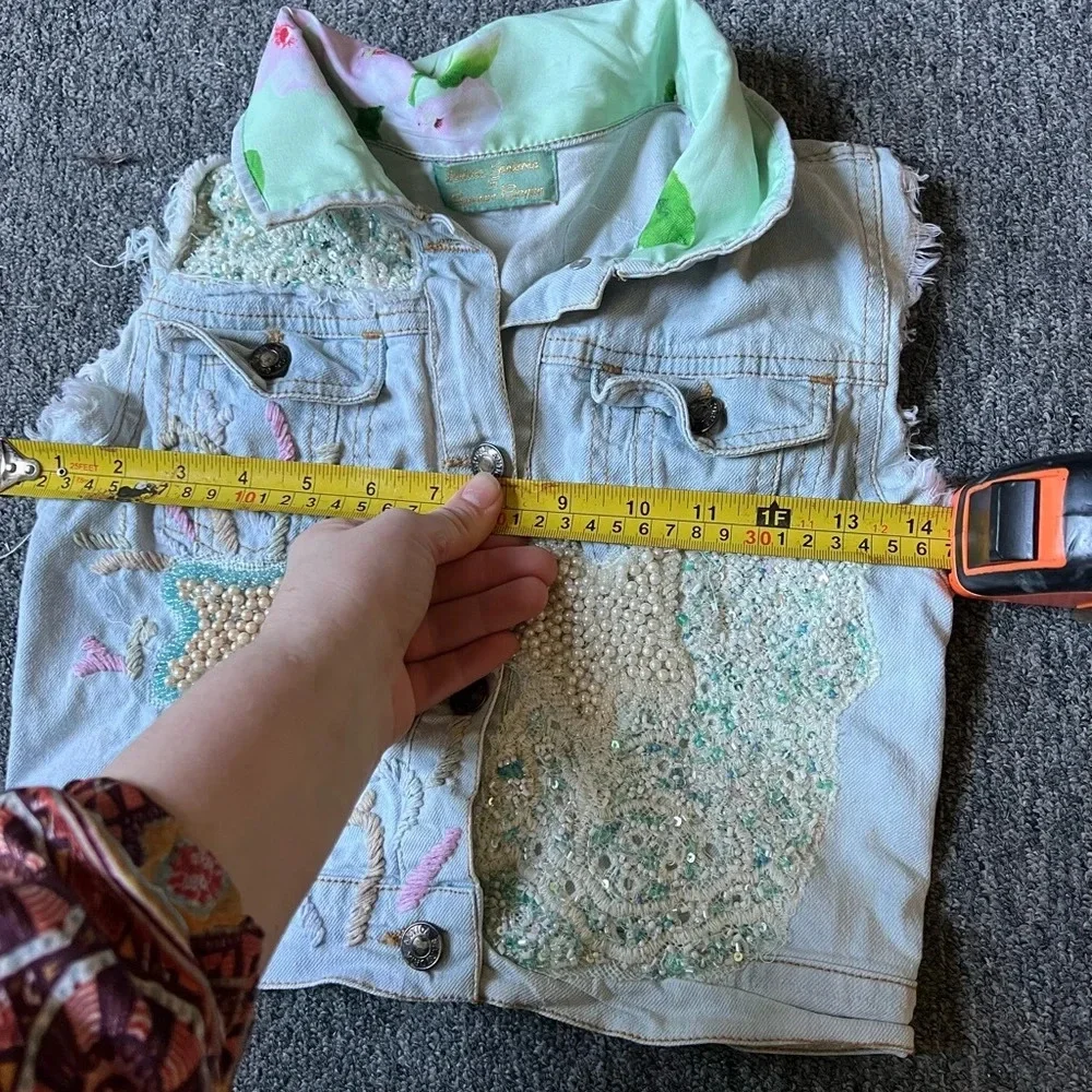 Antica Santoria Kids Sea StarFish Embroidered Jean Jacket Vest